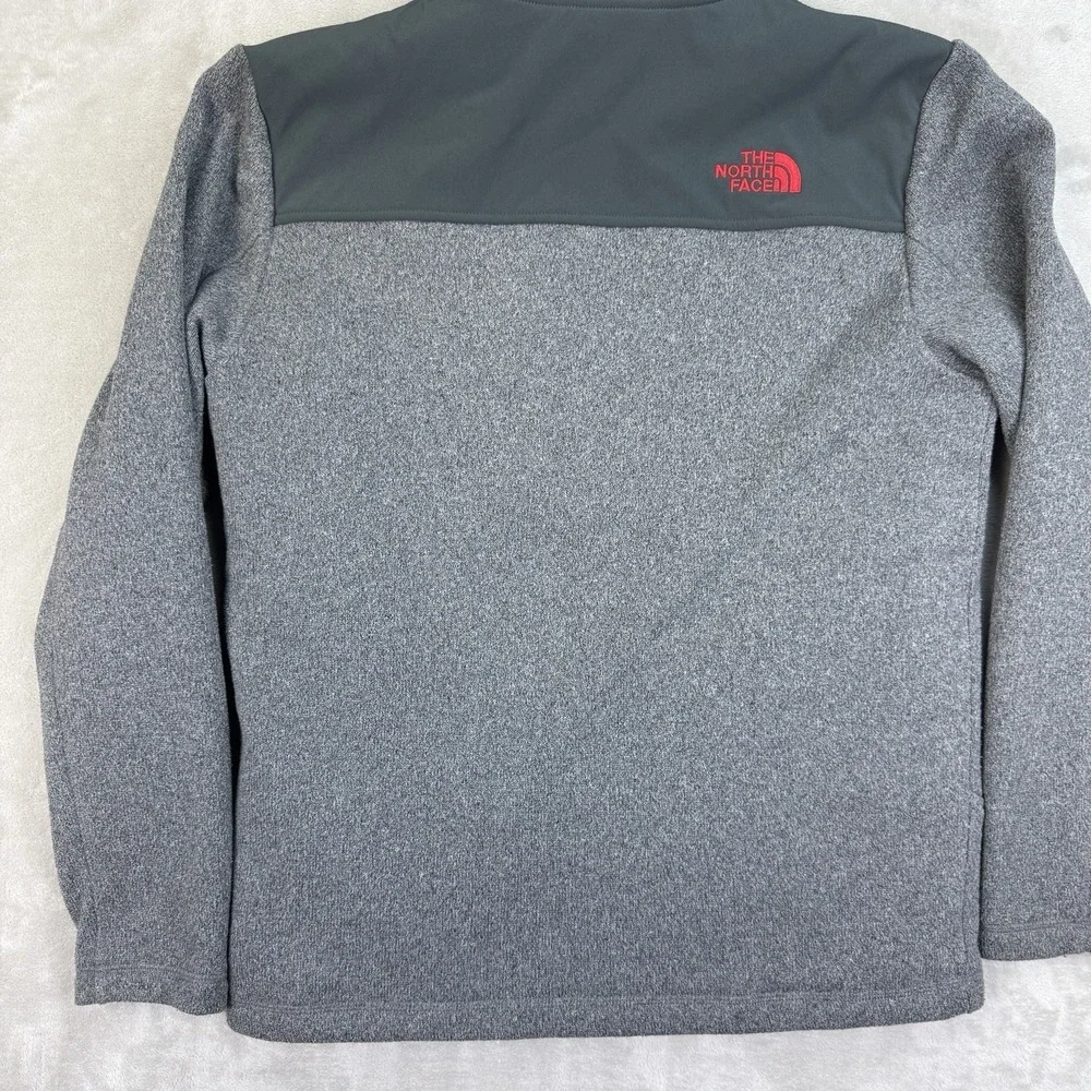 The North Face Gordon Lyons Insulated Hoodie Mens Small Gray Red Full Zip Jacket